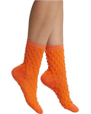 HIGH HEEL JUNGLE by KATHRYN EISMAN Waffle Combed Cotton Socks - Orange