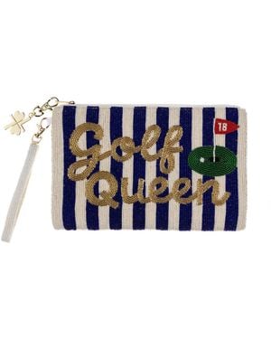Laines London Golf Queen Hand Beaded Pouch - Blue