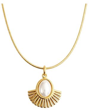 Maison De Gala Pearl Sunburst Pendant Necklace - Metallic
