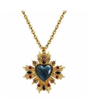 Vstyle Sacred Heart Statement Necklace – Smoky - Metallic