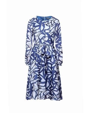 Rumour London Freya Printed Silk Midi Dress - Blue