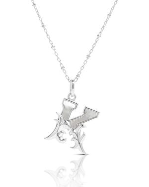 Kasun Solid K Initial Necklace With Mother Of Pearl - Metallic