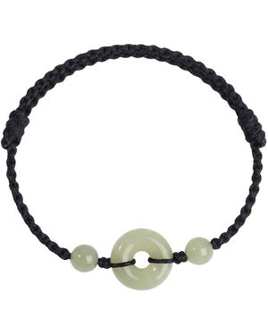 seree Kids Jade Peace Buckle Woven Bracelet Anklet - White
