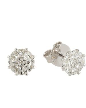 Artisan 18K Cluster Diamond Stud Earrings – Classic Elegance For Every Occasion - Metallic