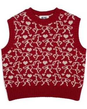 Gigi Knitwear Gallop Jaquard Vest - Red