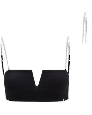 Nissa Spaghetti-Strap Crop Top - Black