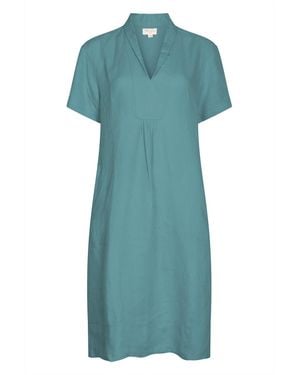 NoLoGo-chic Elodie Short Sleeve Midi Dress Linen - Blue
