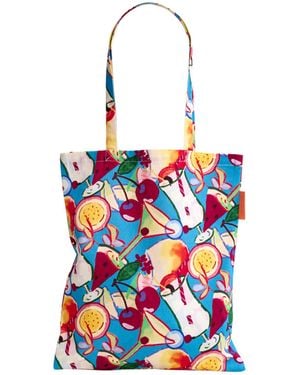 Lost Pattern Party Time Cotton Tote Bag - Blue