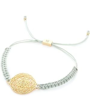 Seven Saints Sri Yantra Luck & Prosperity Friendship Bracelet, Sage Cord - Metallic