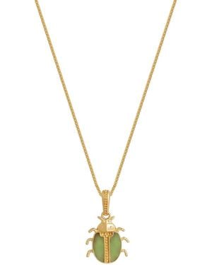 Karma and Luck Ancient Keeper Jade Scarab Necklace - Metallic