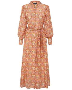 Exquise Shirt Collar Midi Allison Dress - Orange