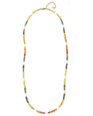 Shar Oke Sapphire & Freshwater Pearl Necklace - Metallic