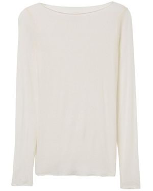 Cove Neutrals Boat Neck Cream Modal Cashmere Base Layer - White