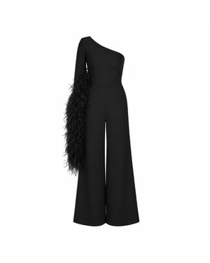 Nomi Fame Nymph One Sleeve Asymmetric Neckline Jumpsuit - Black
