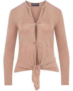 Mandragora Neutrals Viscose Cappuccino Top With Woven Openings - Pink