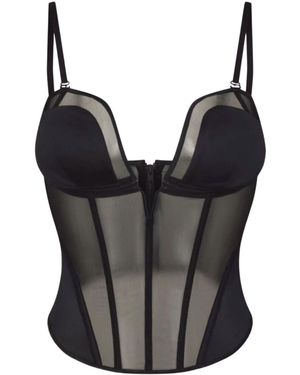 Lunatic Femme Double Entendre Silk Bustier With Removable Cups - Black