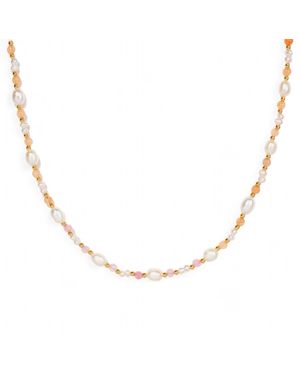 Little Sky Stone Eliza Pearl Bead Necklace - Metallic