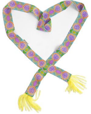 Maraethra Heart Cotton Candy Tassel Silk Tie Scarf - Yellow
