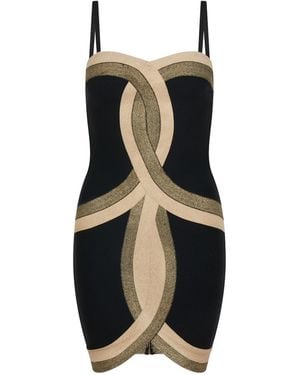Sour Figs Contrast Panel Bandage Mini Dress - Black