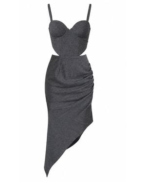 AVENUE No.29 Cut-Out Wool Corset Dress - Black