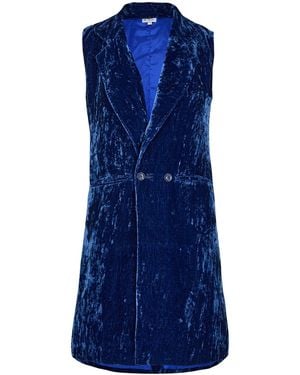 At Last Long Silk Velvet Waistcoat - Blue