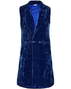At Last Long Silk Velvet Waistcoat - Blue