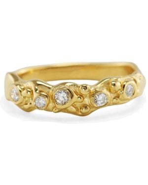Isla Silver Organic Five Diamond Ring - Yellow