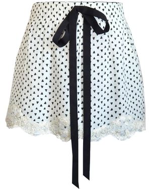 Langner Viscose Mini Skirt Trimmed With Lace And Front Tie - Black