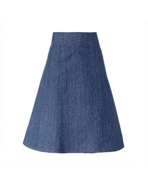 Italia A Collection Denim Flare Skirt - Blue