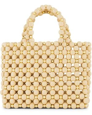 Belyed Handcraft Bolda – Hand Crafted Wooden Bead Handbag By Belyed - Metallic