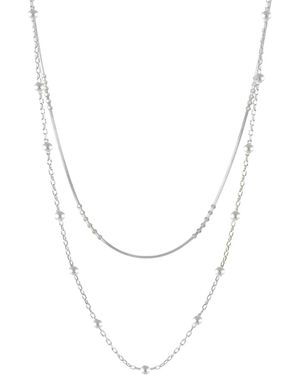 Spero London Beaded Chains Sterling Layering Necklace Set - Metallic