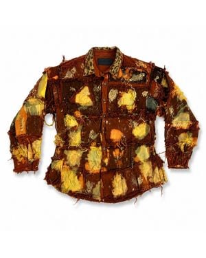 Zasta Studio Wearable Ruins Shredded Denim Coloured Jacket A - Brown