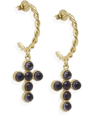 Vintouch Italy Hope-Plated Iolite Hoop Earrings - Metallic