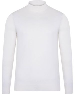 Paul James Knitwear Extra Fine Merino Wool Shaw Mock Turtleneck Jumper - White
