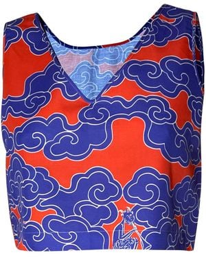 Wild Clouds Organic Cotton & Linen Clouds Two-Way Tank - Blue