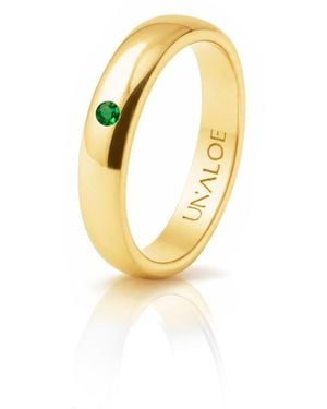 Unaloe Plated Band Ring With Natural Emerald - Metallic