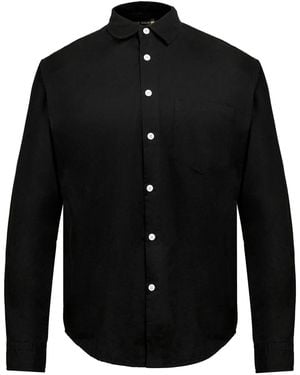 Smart and Joy Contrasted Buttons Timeless Cotton Shirt - Black
