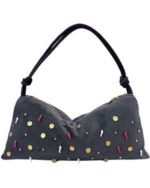 Hilo De Mar Velvet Bag With Charms - Blue