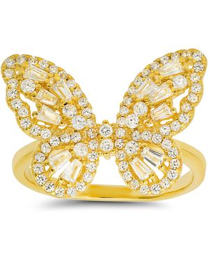 Kylie Harper Baguette Diamond Cz Butterfly Ring - Metallic