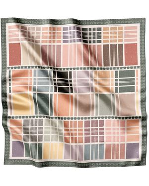 Lamberty Munich Soft Grid Midi Silk Scarf Multi Colors - Pink