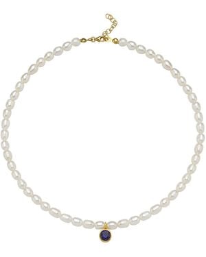 LINYA JEWELLERY Cosmic Big Pearl Zodiac Necklace Birthtone - Metallic