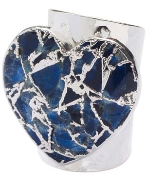 YAA YAA LONDON Molten Heart Longline Stone Adjustable Ring - Blue