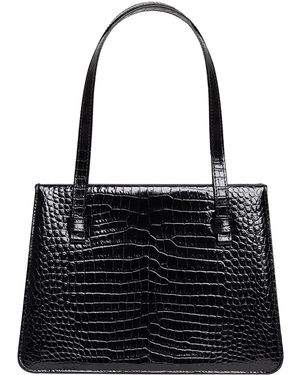 Laura Olaru Margot Croco Leather Bag - Black
