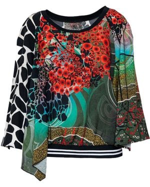 ARTISTA Iza Asymmetric Printed Blouse - Red
