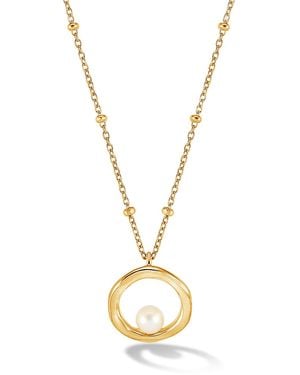 Dower & Hall Open Circle Pearl Pendant - Metallic