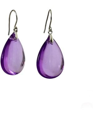Laura Daili Neutrals Amethyst Glow Glass Teardrop Earrings - Purple