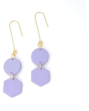 By Chavelli Belle Geometric Dangly Earrings - Purple