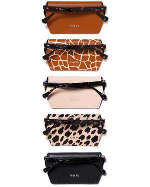 Naoa Family Five Pack Apple-Leather Slim Glasses Case Plain - Black