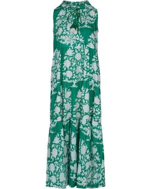 La Mandarine Summer Maxi Dress With Pockets. Beach Dress, & Ikat Cotton Maxi Dress - Green