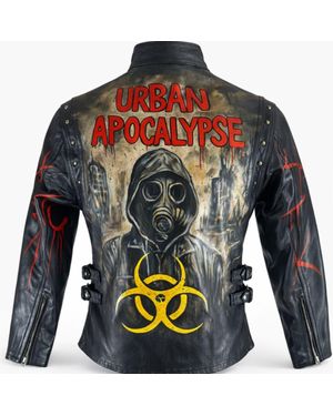 Zasta Studio Hand-Painted Leather Biker Jacket - Green